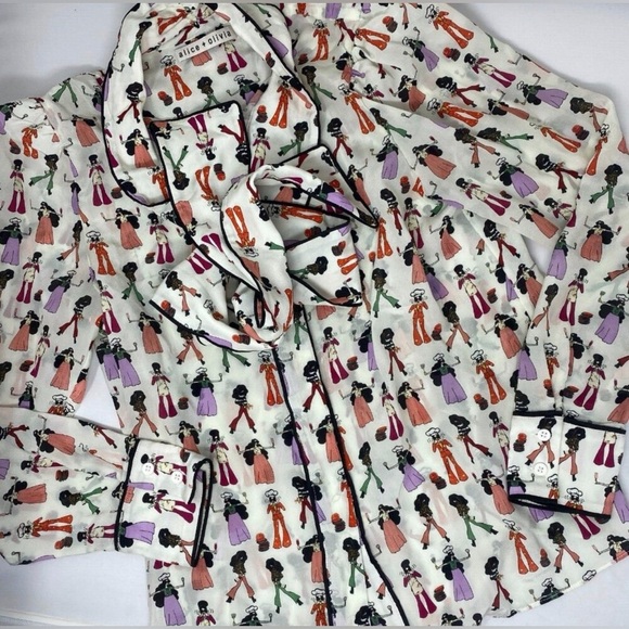 Alice + Olivia Jeannie Chef Stacey Silk Blouse Size Small - Picture 6 of 10